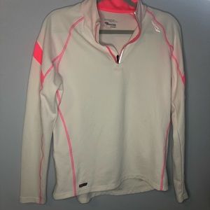 SAUCONY LARGE WHITE & PINK QUARTER ZIP